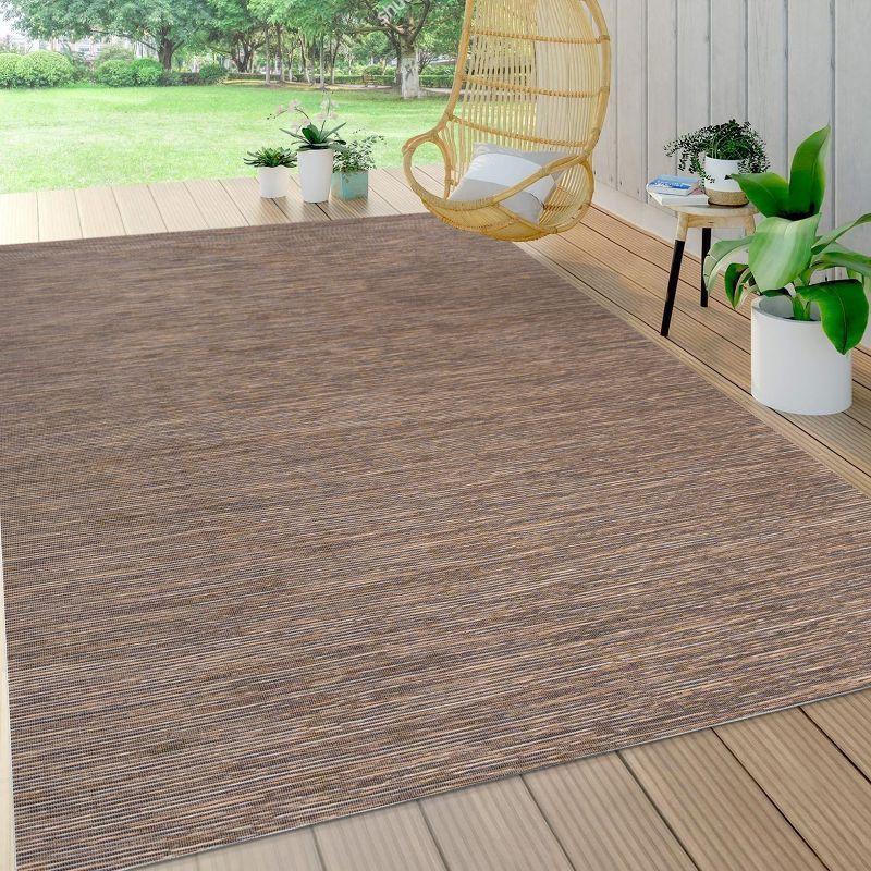 Ethan Easy-Care Brown Synthetic 4' x 6' Flatweave Area Rug