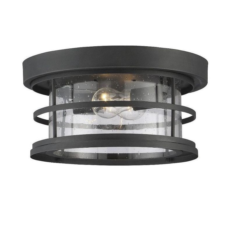 Black Glass 13" Nautical Flush Mount Ceiling Light