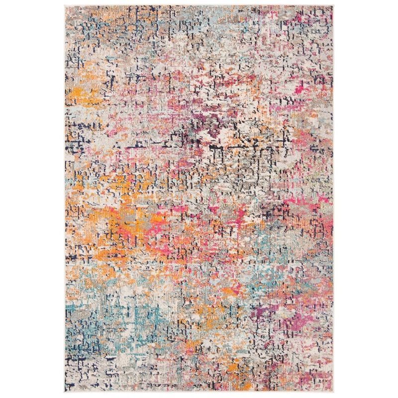 Chic Metro-Mod Grey & Pink Hand-Knotted Synthetic Area Rug