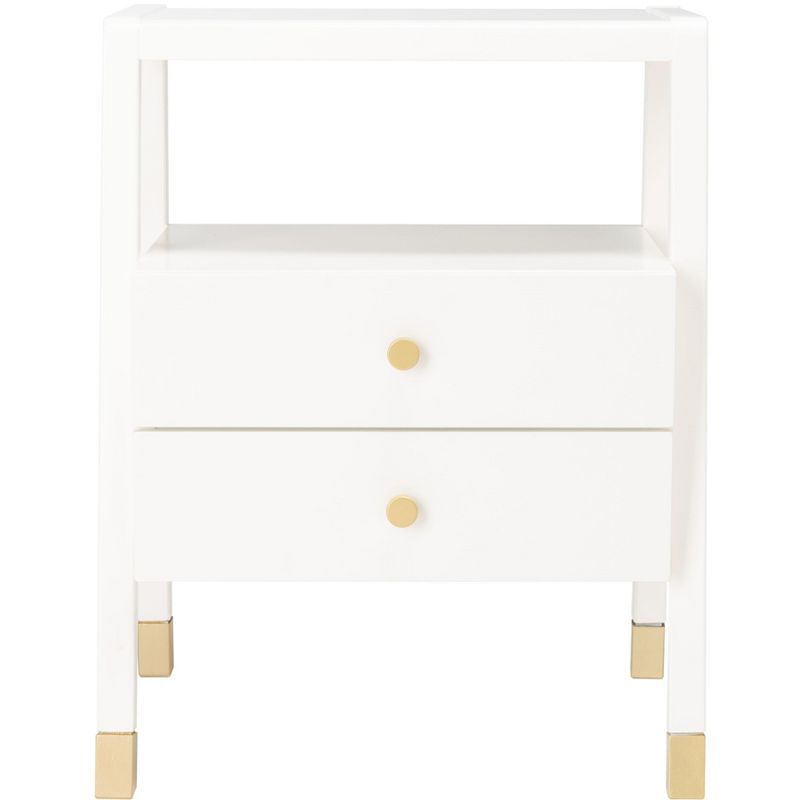 Cove Chic White/Gold Rectangular Storage Accent Table