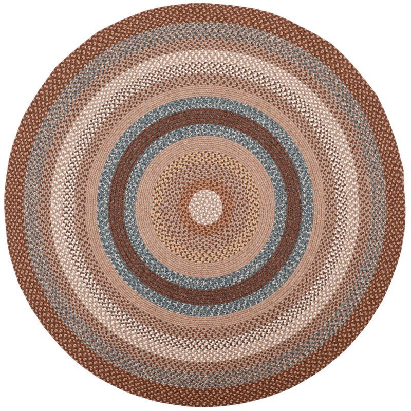 Handmade Brown and Multi Round Braided Area Rug