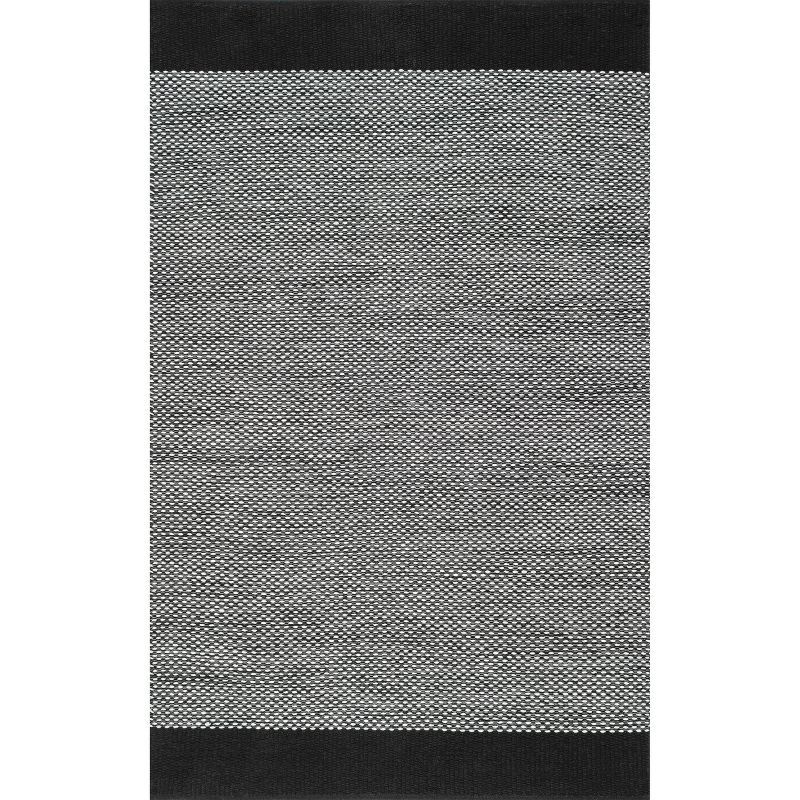 Handmade Simple Cotton Flatweave 4' x 6' Area Rug in Black