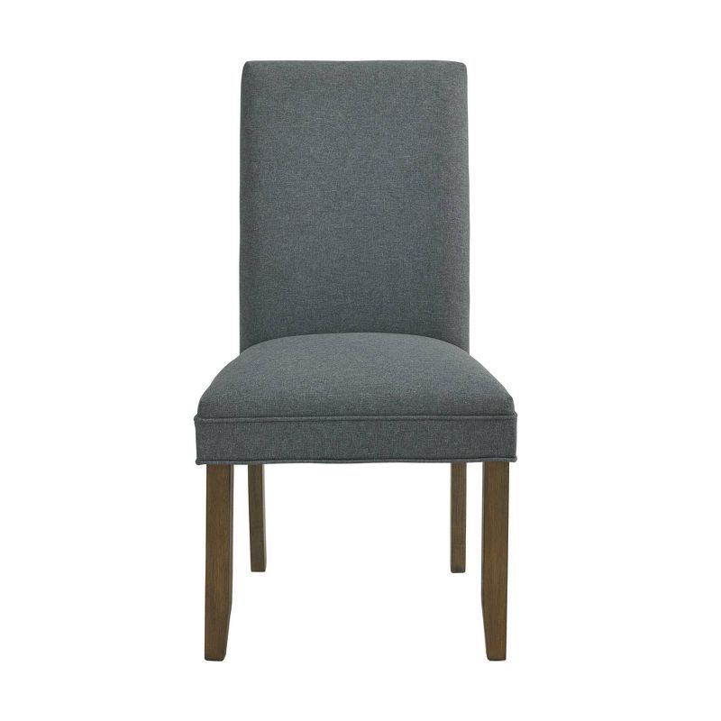 Gray Linen Upholstered Parsons Side Chair with Wood Legs