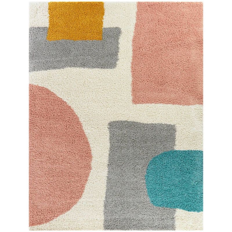 Chapelle Gray and Multicolor Geometric Shag Area Rug 5' x 7'