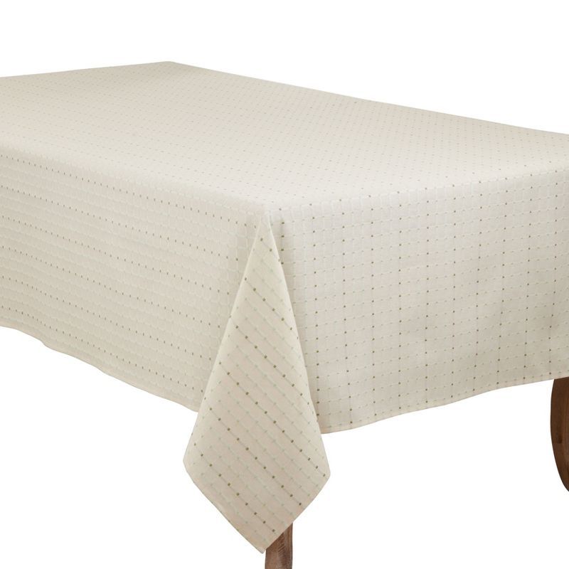 Off-White Stitched Line Cotton Tablecloth, 23x19 in