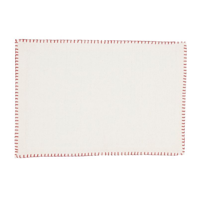 White Cotton Whip Stitched Table Runner and Placemats Set