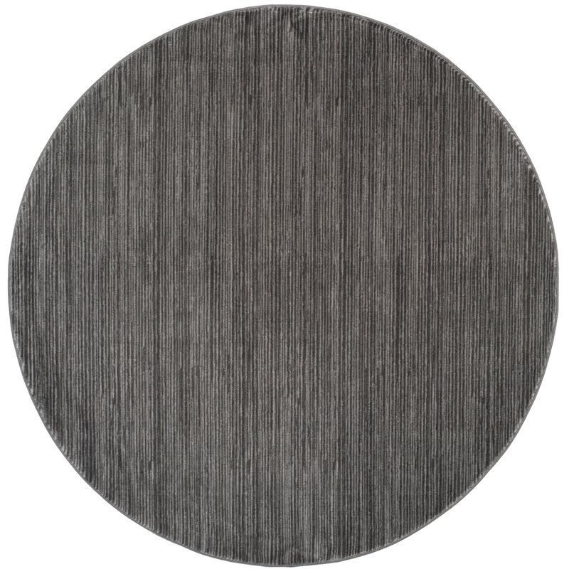 Gray Round Abstract Hand-knotted Synthetic Area Rug