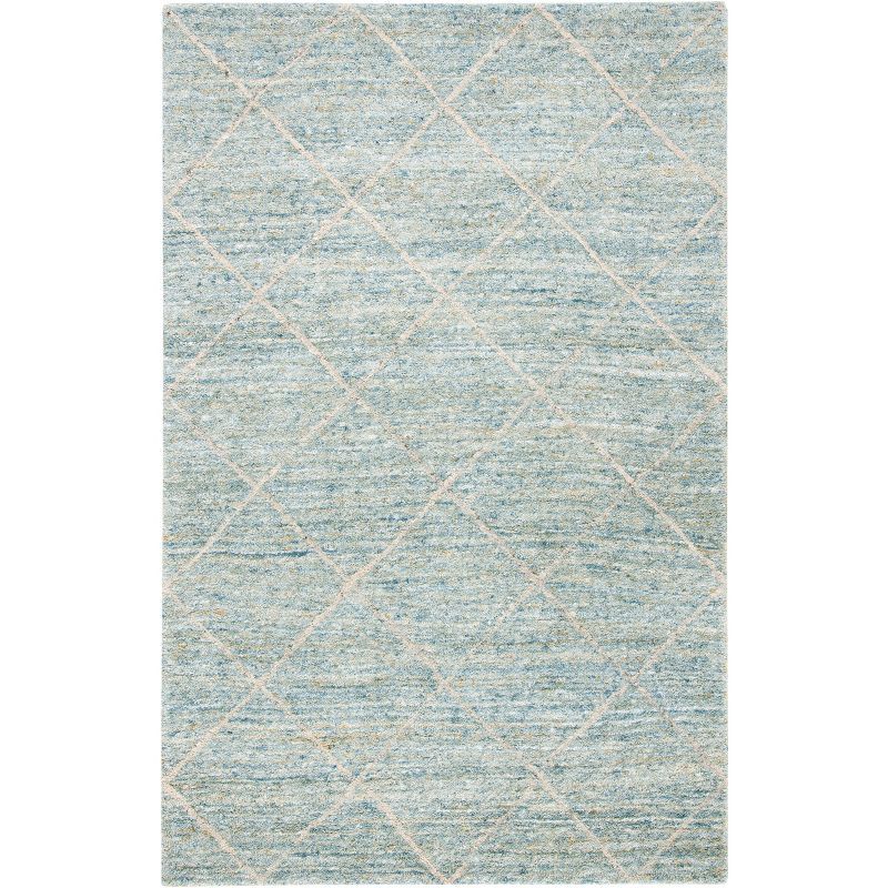 Hand-loomed Tranquility Blue Round Wool Area Rug - 59"