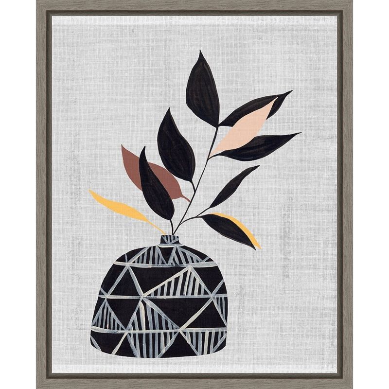 Gray and Black Geometric Vase Framed Canvas Print, 16x20