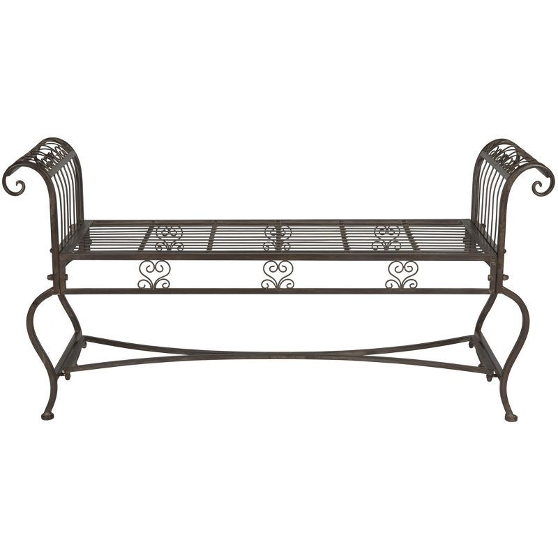 Safavieh Brielle Rustic Brown Iron Outdoor Garden Bench