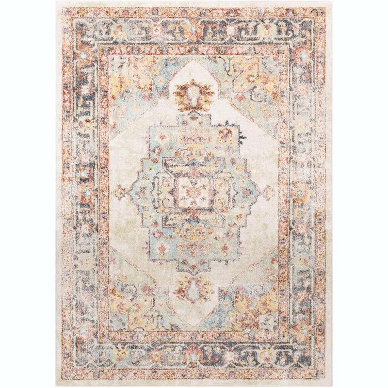 Zuidvelde Traditional Gray and Cream Stain-Resistant Area Rug