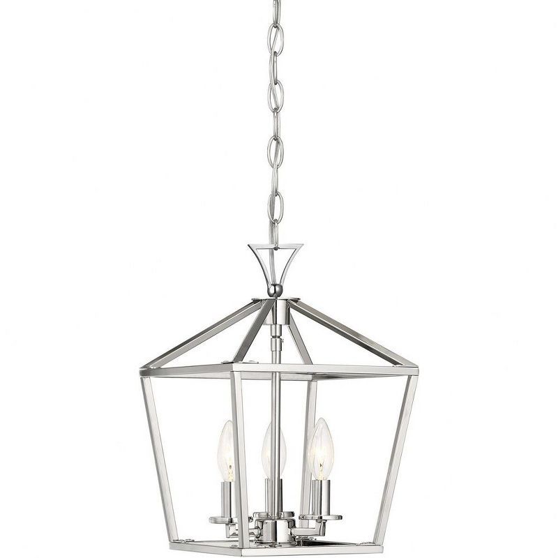 Polished Nickel 3-Light Farmhouse Pendant Chandelier