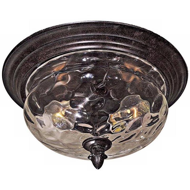 Corona Bronze Merrimack Outdoor Flush Mount with Clear Hammered Glass