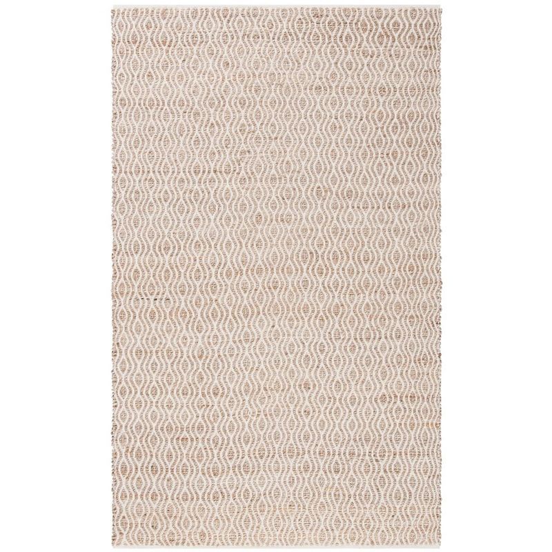 Boho-Chic Natural Cotton 5' x 8' Handwoven Geometric Rug