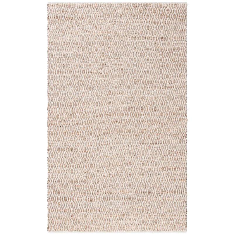 Boho-Chic Natural Cotton 5' x 8' Handwoven Geometric Rug