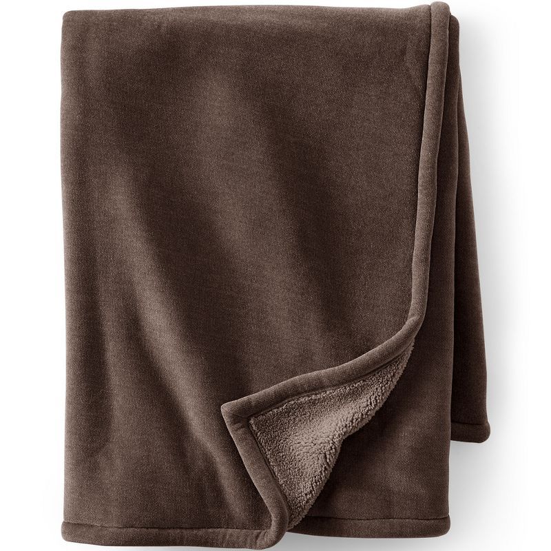 Rich Coffee Chenille and Sherpa Reversible Throw Blanket