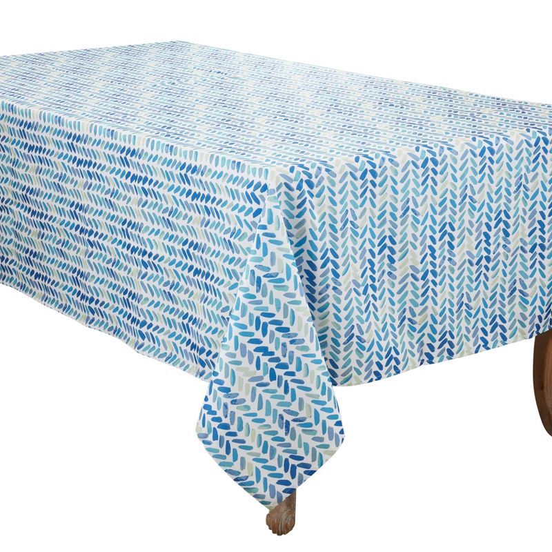 Blue Chevron Watercolor Rectangular Fabric Tablecloth