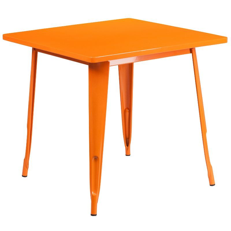 31.5'' Square Orange Metal Indoor-Outdoor Dining Table