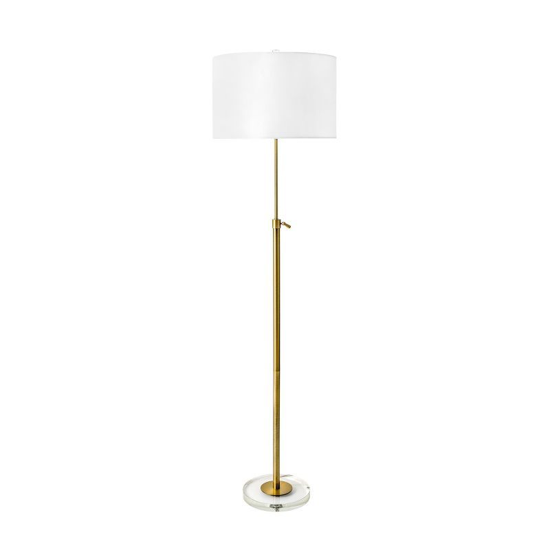 White Drum Shade Brass Metal Floor Lamp, 60" Tall