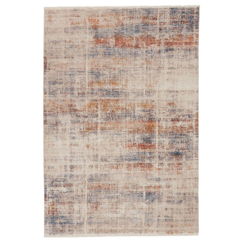 Aerin 8' x 10' Blue and Orange Abstract Synthetic Area Rug