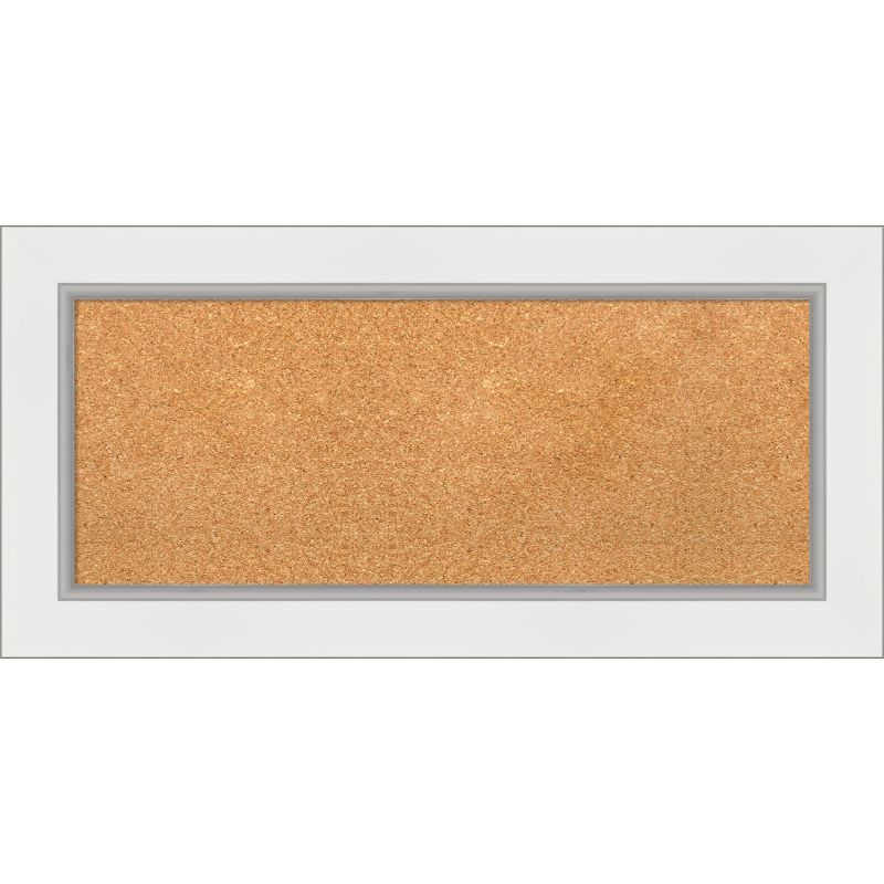 Eva White and Silver Framed Natural Cork Bulletin Board