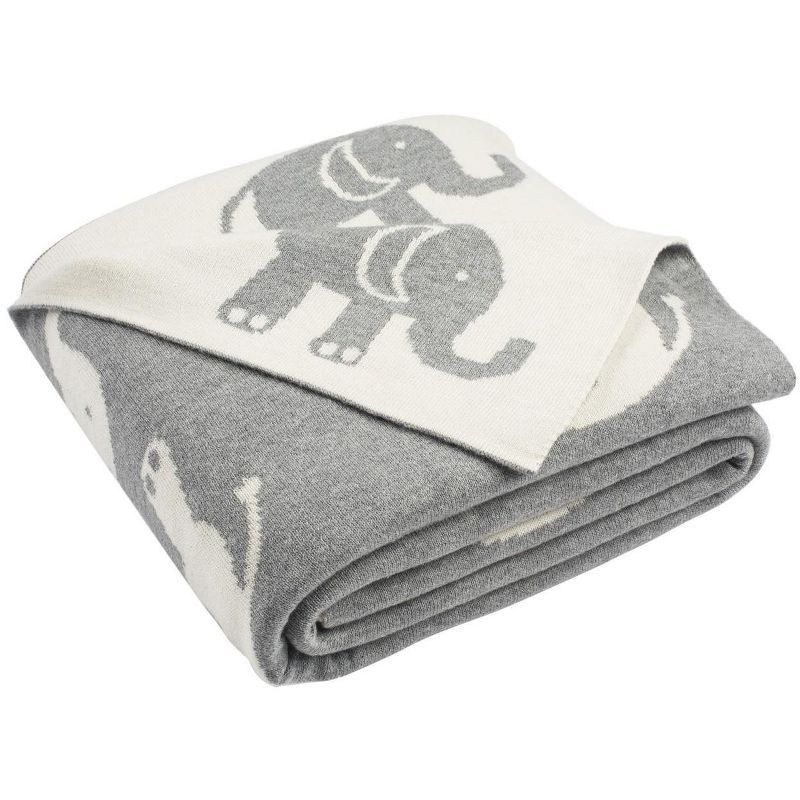 Elliot 50" x 60" Reversible Beige and Gray Cotton Knit Throw