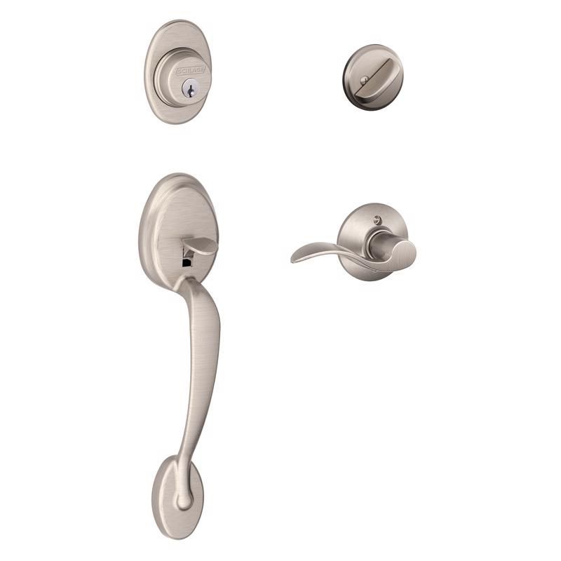 Satin Nickel Plymouth Entry Handleset with Accent Lever