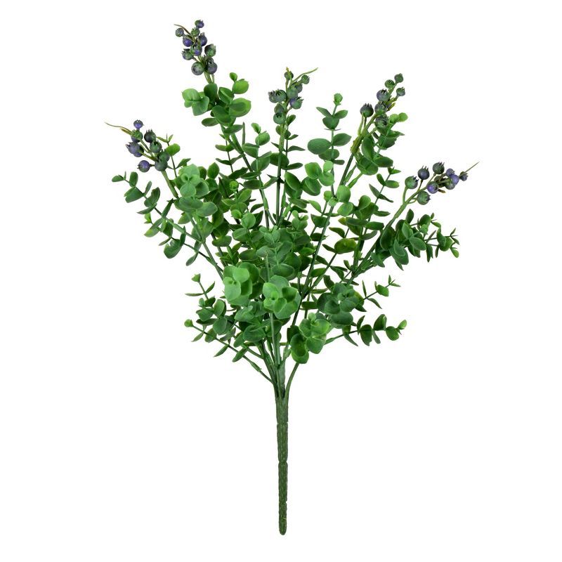 Lush Lifelike Purple & Green Money Leaf Artificial Bush Duo