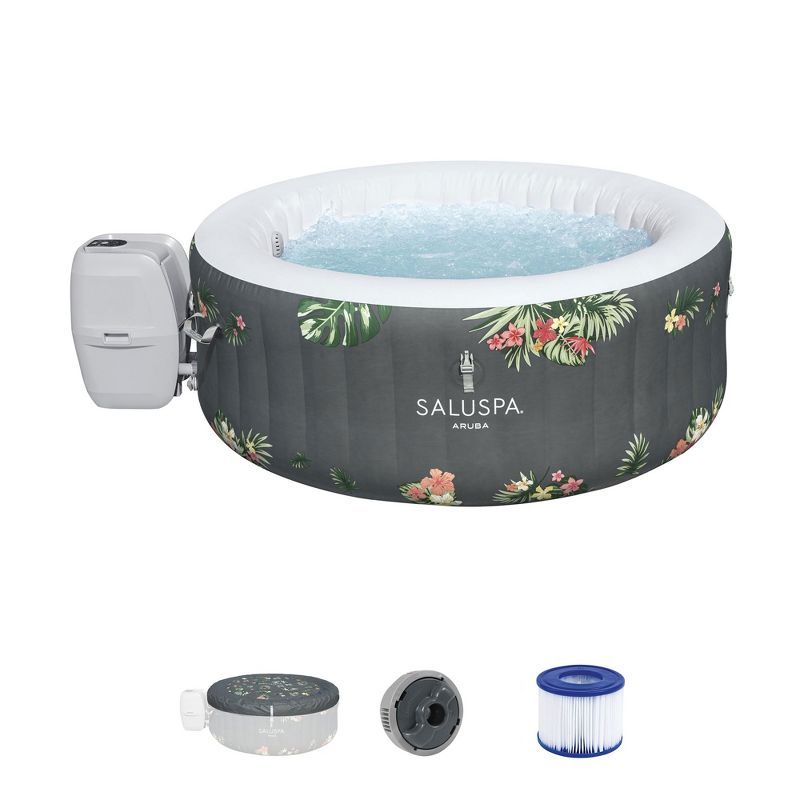 Bestway SaluSpa Aruba Gray Inflatable Round Hot Tub with 110 Jets