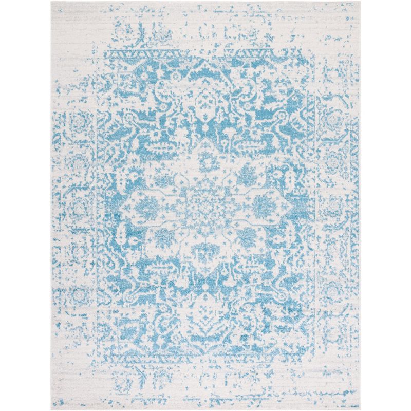 Teal & Ivory Reversible Cotton-Blend 9' x 12' Area Rug