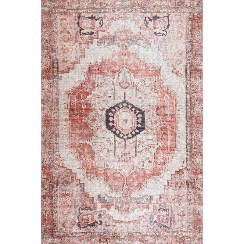 Multicolor Vintage Medallion Wool Blend Area Rug