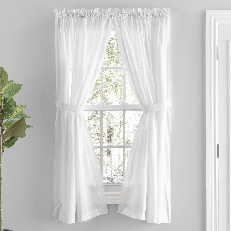 White Cotton Rod Pocket Light-Filtering Curtain Panel Pair, 80" x 54"