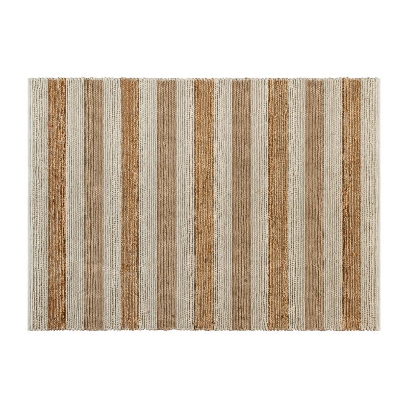 Handwoven Natural Jute Blend 5' x 7' Striped Area Rug