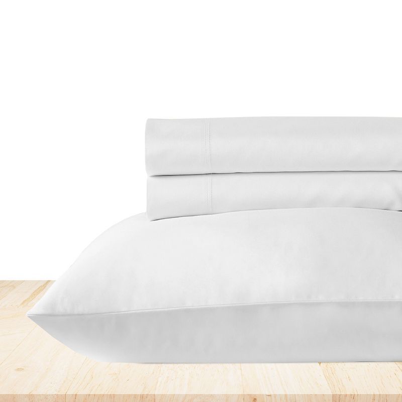 Bright White California King Organic Cotton Deep Pocket Sheet Set