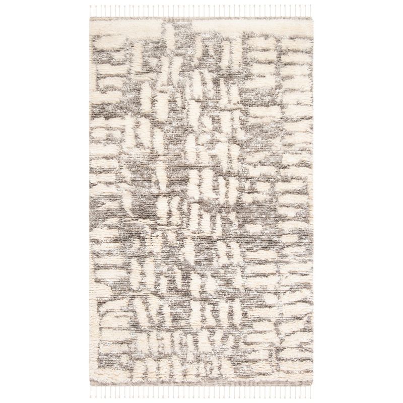 Ivory Shag Wool and Viscose 8' x 10' Hand-Knotted Area Rug