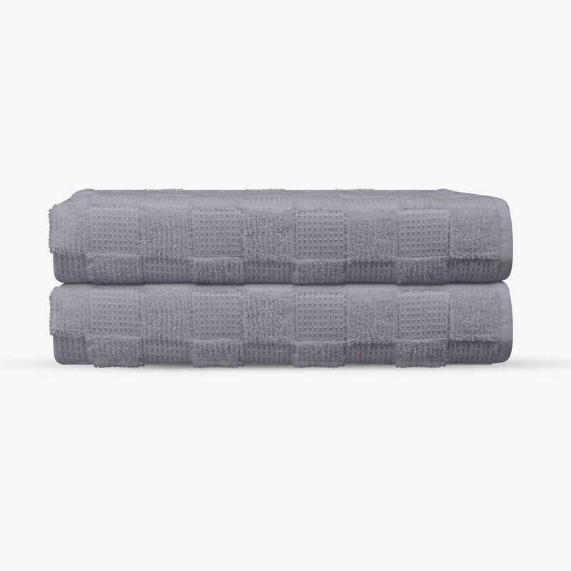 Oversized Silver Waffle Terry Turkish Cotton Bath Sheet Set