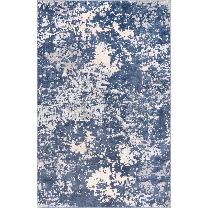 Chastin Blue and Ivory Abstract 3' x 5' Area Rug