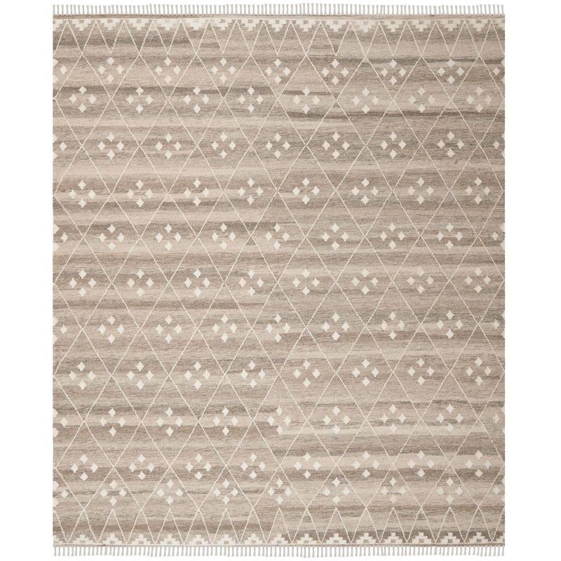 Elegant Nomadic Natural/Ivory Wool & Viscose 8' x 10' Area Rug
