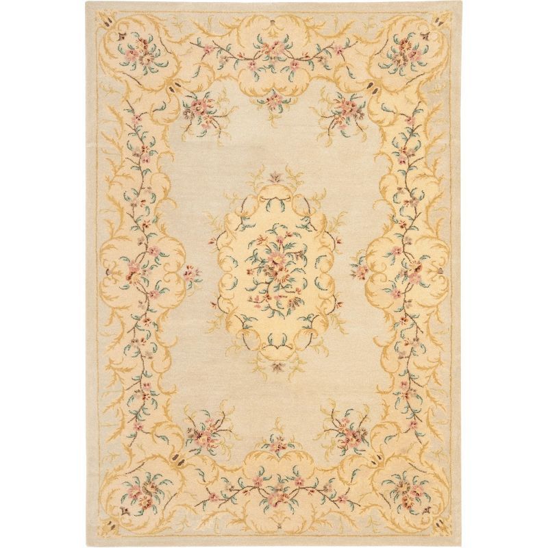 Hand-Tufted Elegance Round Blue Wool Area Rug, 5' x 8'