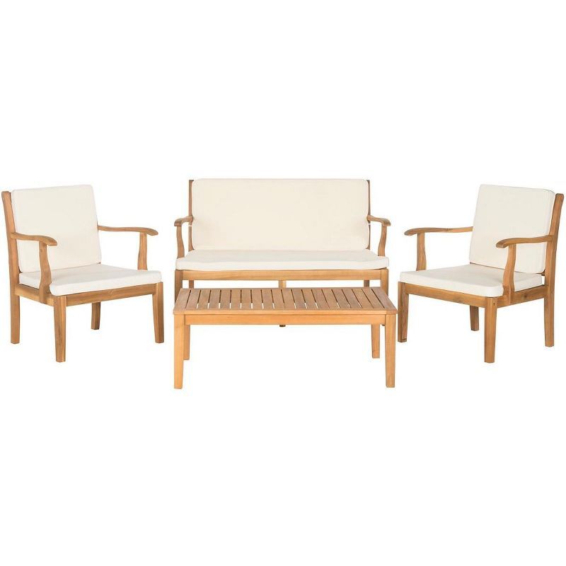 Montclair Natural Acacia Wood 4-Piece Outdoor Living Set with Beige Cushions