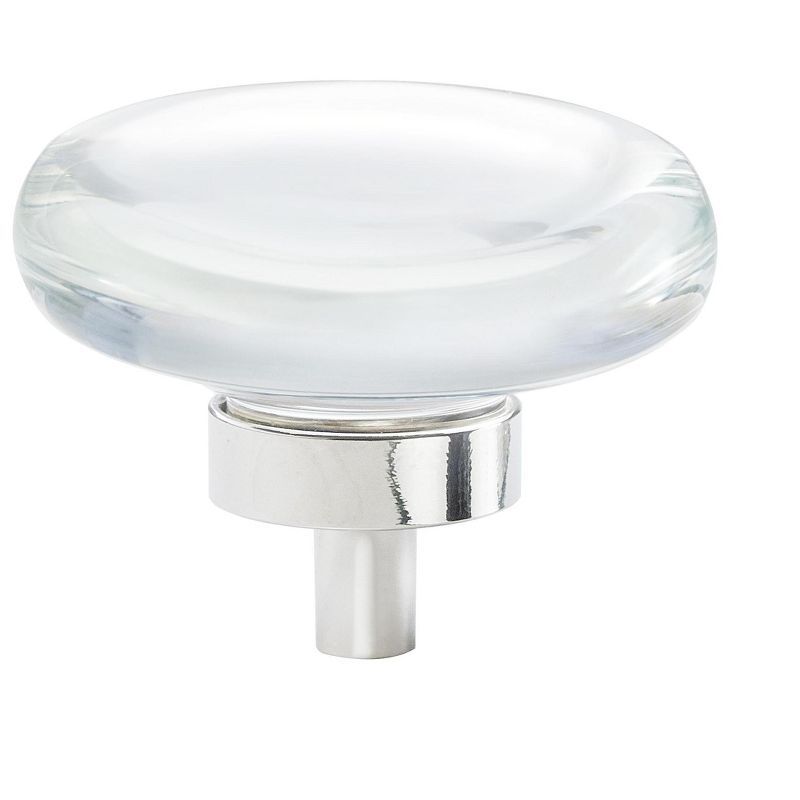 Clear and Polished Nickel Round Cabinet Knob with Mounting Hardware