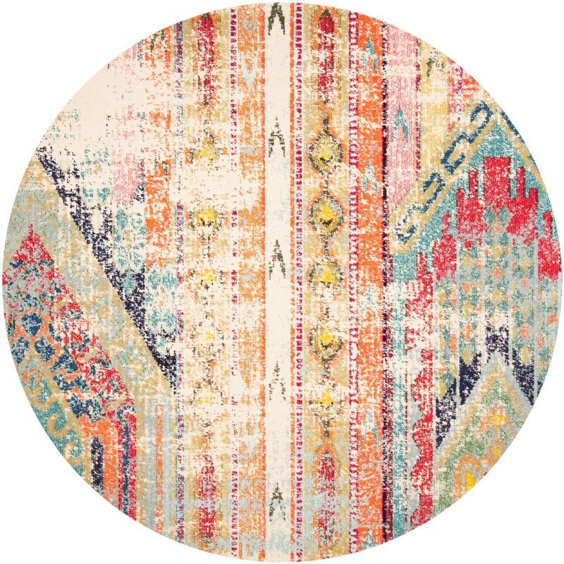 Chic Metro-Mod Blue Synthetic 3' Round Area Rug