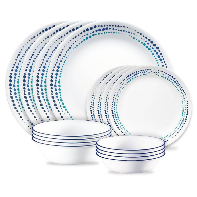 Ocean Blues Ceramic 16-Piece Dinnerware Set, Service for 4