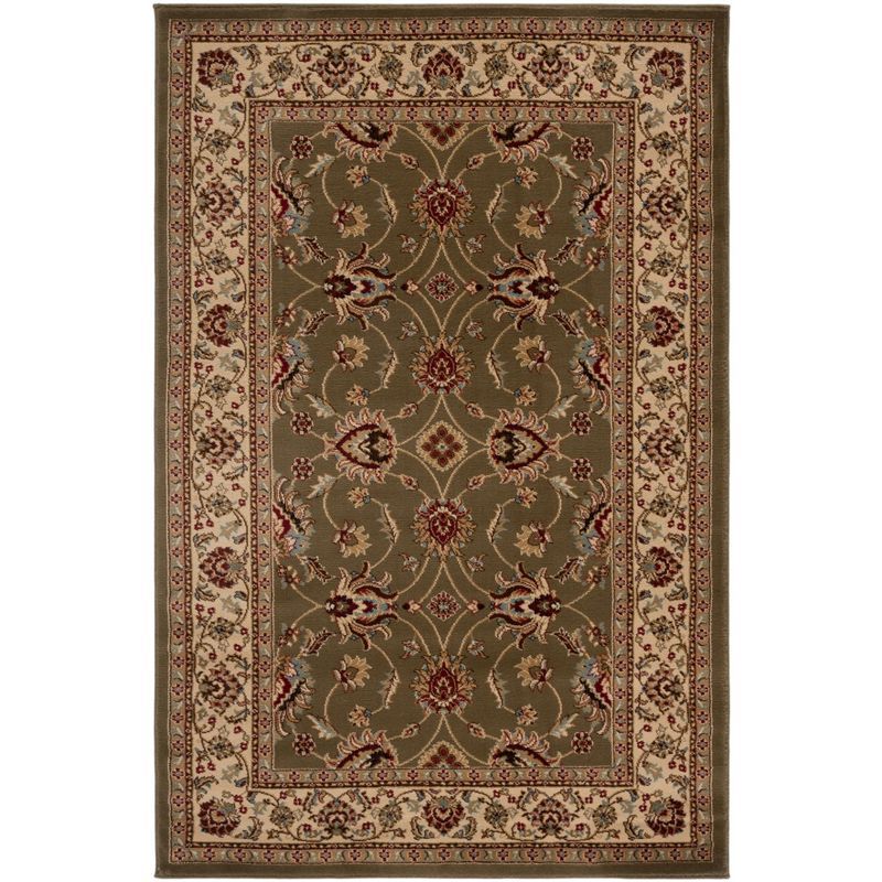 Luxurious Green and Ivory Synthetic Tufted Area Rug, 12' x 15'