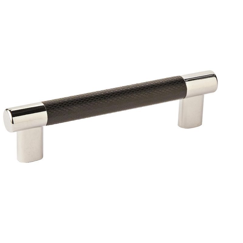 Polished Nickel and Black Bronze Cabinet Pull with Mounting Hardware