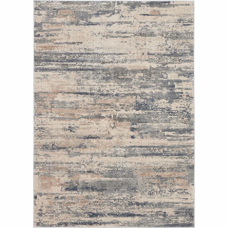 Gray Abstract Synthetic Rectangular Rug 3'11" x 5'11"