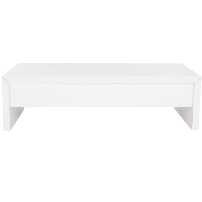 White Rectangular Wood Lift-Top Coffee Table with Storage