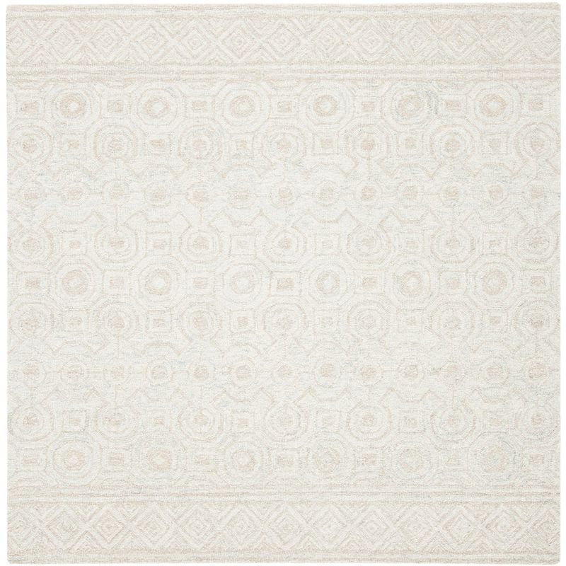 Ivory Hand-Tufted Wool Square Area Rug