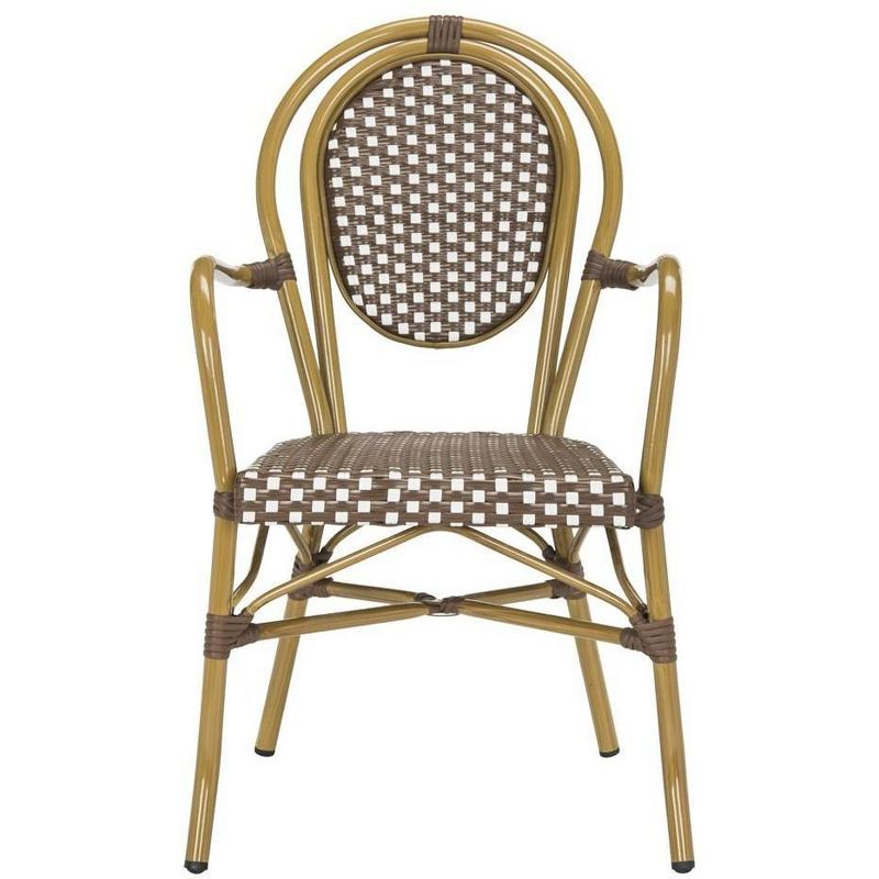 Côte d'Azur Inspired Brown & White Wicker Bistro Arm Chair