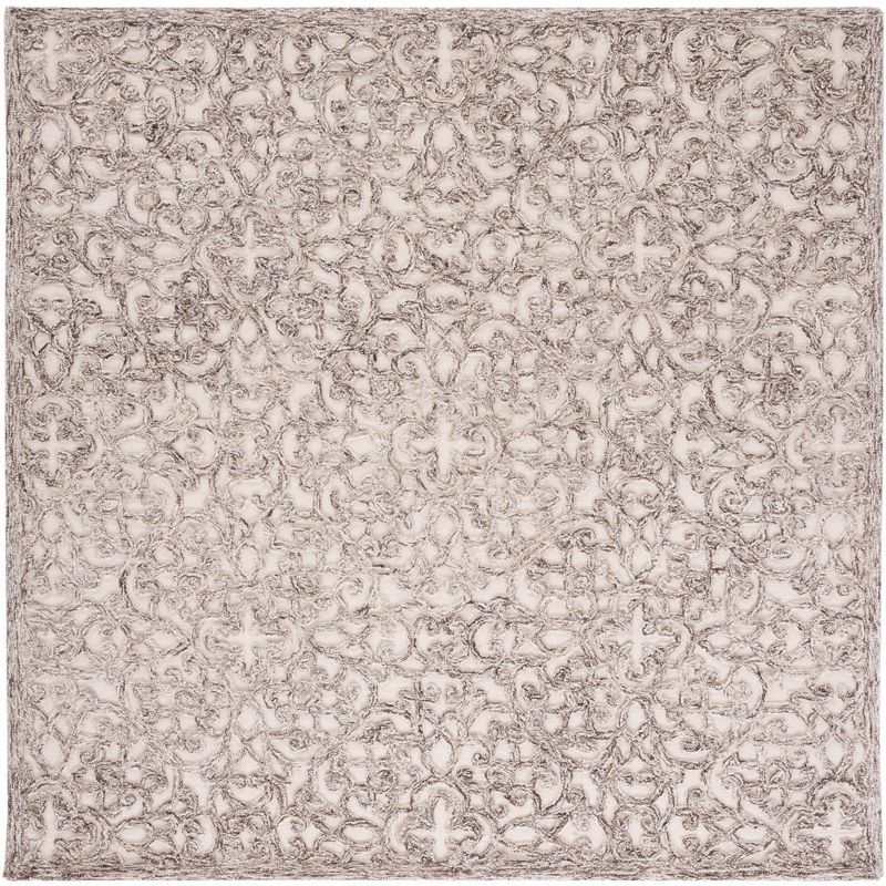 Ivory Elegance 6' Square Hand-Tufted Wool Area Rug